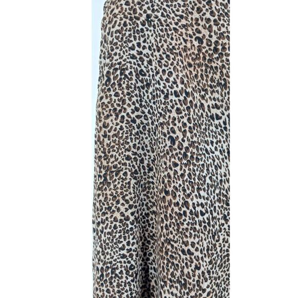 Vintage Brown & Tan Leopard Animal Print Flowy Plus Size Midi Skirt Sz 14 - Picture 9 of 10